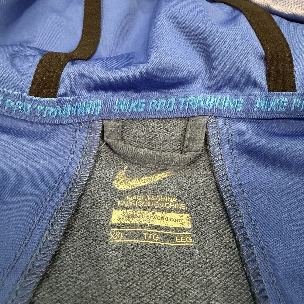 Nike Pro Training Jacket Men's XXL 2XL Hooded‎ Zip Up Lightweight Athletic Blue - Picture 7 of 10